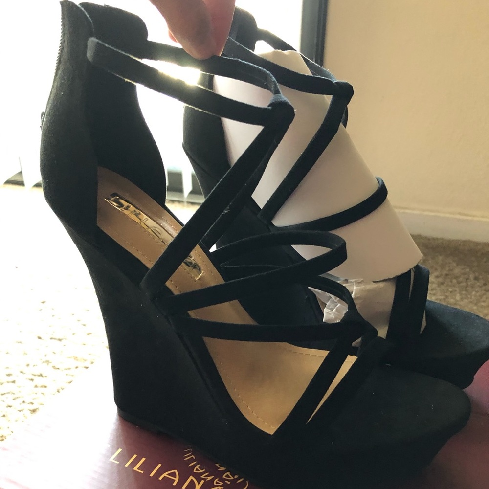 Liliana black suede wedge (New)